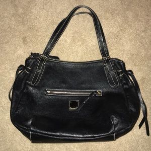 Dooney & Bourke Nina large black leather satchel.